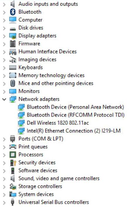 Aktualizace ovladačů si můžete stáhnout a nainstalovat z webu dell.com/support. V okně Správce zařízení zkontrolujte, zda je nainstalovaný ovladač Bluetooth. Z webu dell.