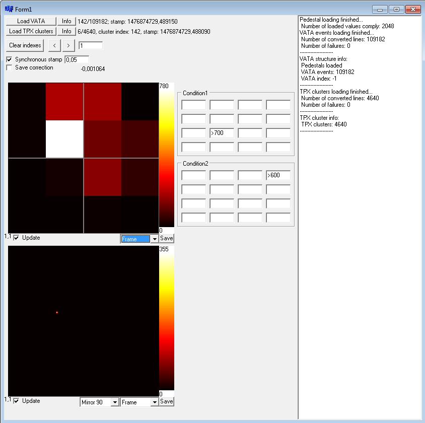 Stream initialization Event report Coincidence and batch settings Log Two conditions for classification according to the magnitude of the SiPM signal Coincident Coincident event event located in