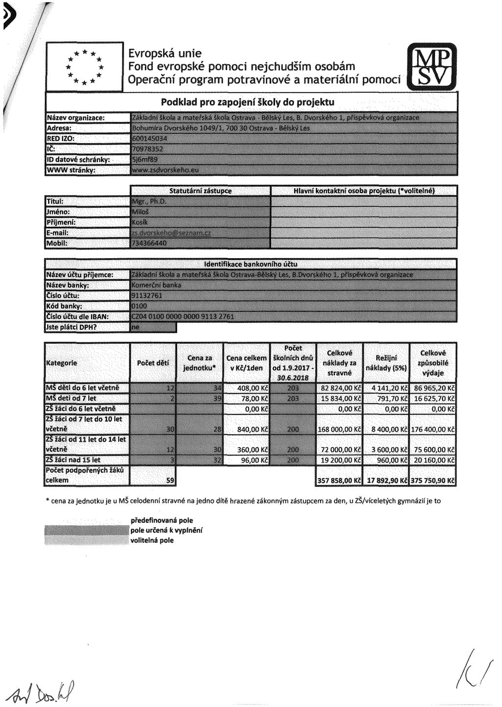 Titul: c: Sttutmi zsiucce Jmén: Příjmení: E-mil: Mbil: Hl.ivm kiitdxtiii s prjektu {'vlitelné) Název účtu příjemce: Název bnky: čísi účtu: Kód bnky: Čísi účtu dle IBAN: Jste plátci DPH?