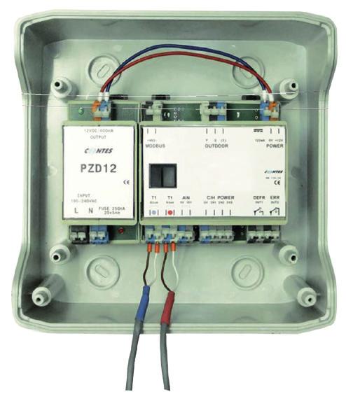 OUTDOOR UNIT modulu AHU-ELDES (svorky 2+3). AHU-ELDES_01.v1 schéma připojení AHU-ELDES ke kompresorové jednotce - napájení + komunikace 4.