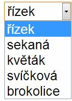 nemůže pracovat bez SELECT a určuje jednotlivé položky výběrového pole.