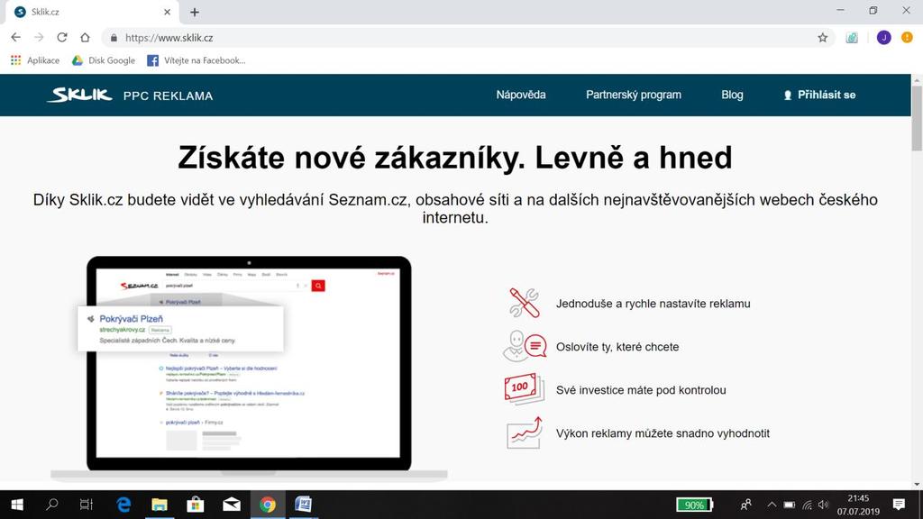 Vytvoření PPC reklamy s pomocí Sklik.cz Každý z výše vyjmenovaných vyhledávačů nabízí systémy, které pomáhají uživatelům PPC reklamu přímo vytvořit.