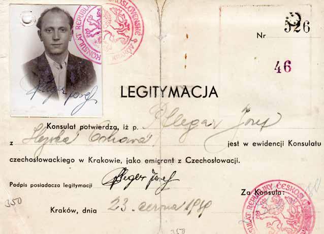 Legitimace vystavená krakovským konzulátem členu čs.