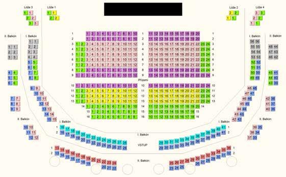 Jeviště / Stage CENOVÉ KATEGORIE VSTUPENEK SÁL PŘÍZEMÍ TICKET CATEGORIES - MAIN FLOOR I. kategorie II. kategorie III. kategorie IV.