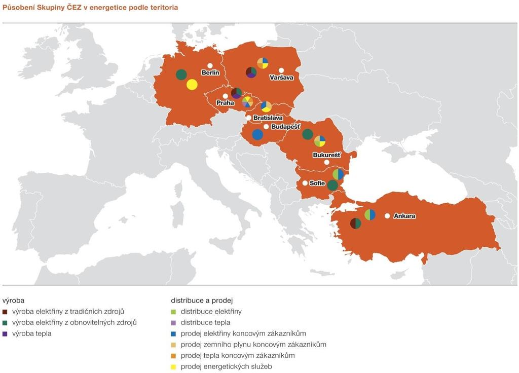 Představení Skupiny ČEZ Skupina ČEZ je integrovaným energetickým seskupením působícím v zemích západní, střední a jihovýchodní Evropy s centrálou v České republice.