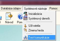 nástroje a z rolovacího menu vyberte Test