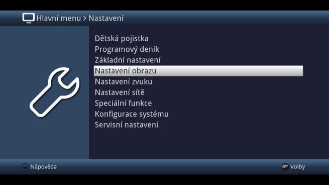 > Označte pomocí tlačítka šipek nahoru/dolů položku Nastavení obrazu.