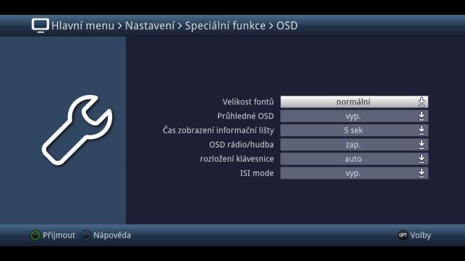 7.4.2 Nabídka voleb funkcí Je-li vpravo vedle nastavené hodnoty zobrazen symbol podtržené šipky dolů této hodnoty pomocí volby z nabídky funkcí.