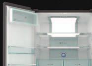 nezávislou regulací teploty Velkoplošné stropní LED osv tlení Elektronické ovládání funkcí na dví kách lednice Transparentní zásuvky pro uskladn ní ovoce a