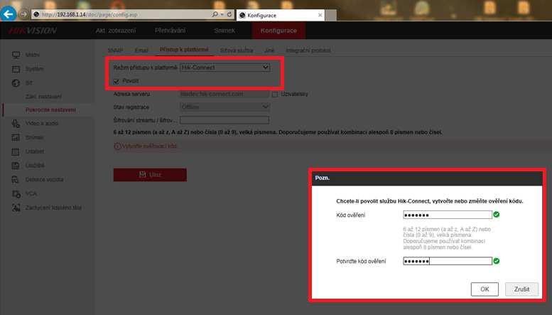 Str. 07 Povolení Hik-Connect aplikace pomocí webového rozhraní 2) Otevřete možnost Konfigurace Síť -> Pokročilá nastavení -> Přístup k platformě a. Povolte Režim přístupu k platformě. b.