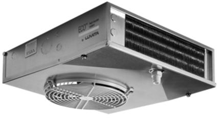 Podstropní výparníky EVS Standardní provedení s AC ventilátory 3) Napájení 230-1-50. 4) T1=8K,Teplota místnosti = 3 C, Vypařovací teplota = -5 C.