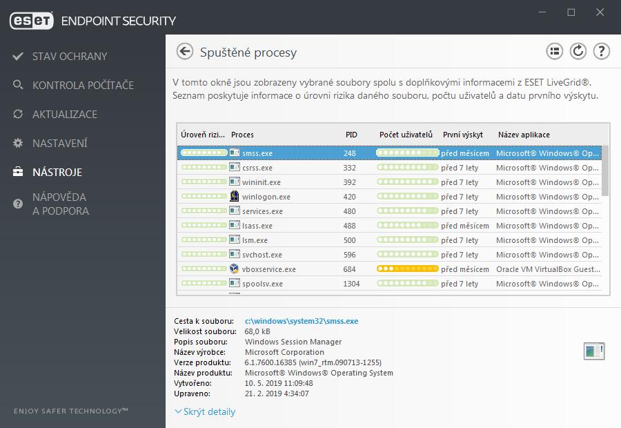 Reputace ve většině případů přiřazuje ESET Endpoint Security objektům (souborům, procesům, klíčům registru apod.