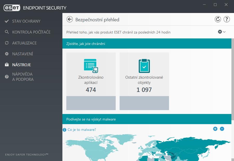 Výchozí dobou pro zobrazení dat je 30 dní. Pomocí možnosti Vynulovat data odstraníte všechny statistiky a data z bezpečnostního přehledu.
