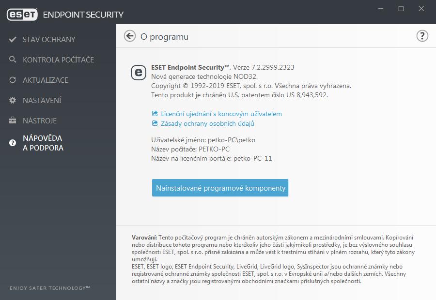 Odeslat konﬁguraci systému Aby mohli specialisté technické podpory rychle a relevantně reagovat na dotazy zákazníků, vyžadují zaslání konﬁgurace ESET Endpoint Security, detailních informací o systému