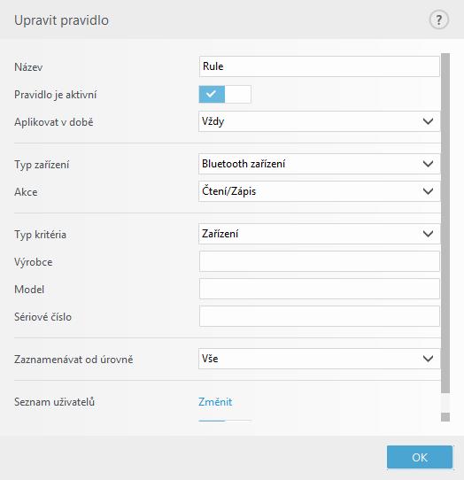 Pro lepší přehlednost do pole Název zadejte jméno pravidla. Zaškrtnutím možnosti Pravidlo je aktivní dané pravidlo povolíte.