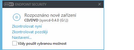 Automaticky zkontrolovat médium po vložení média se automaticky spustí volitelná kontra obsahu. Zobrazit možnosti kontroly zobrazí uživateli okno s možností výběru akce.