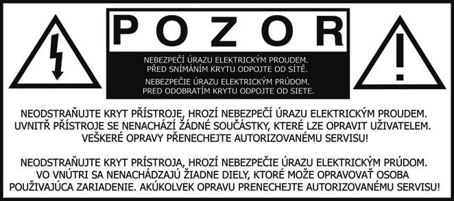 UPOZORNĚNÍ Než-li začnete přístroj používat, pozorně si přečtěte návod k použití. ZDROJ NAPÁJENÍ Tento přístroj by měl být připojen ke zdroji napětí se střídavým proudem 220-240 V~, 50 Hz.