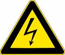 Obr. 1.1 Mezinárodní bezpečnostní symbol "Pozor, nebezpečí úrazu elektrickým proudem" (ISO3864), známý také jako symbol vysokého napětí. [5] 1.