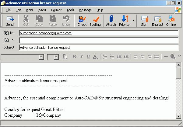INSTALLATION GUIDE 5. Pokud metodou zaslání požadavku na licenci bylo e-mailem, e-mailová zpráva se automaticky připraví. Požadavek na licenci pošlete na autorizace@abstudio.