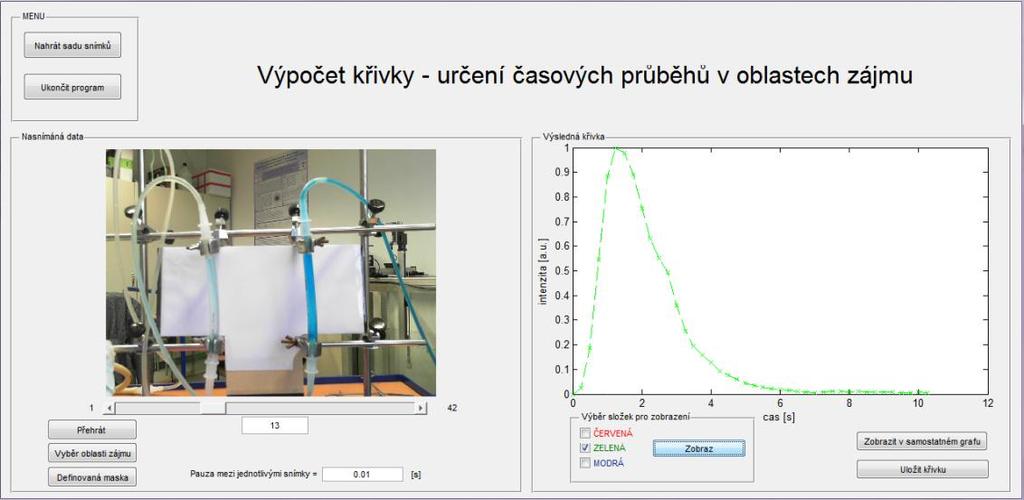 4.1.2 Program na výpočet křivek Vytvořený program v GUI (viz Obrázek 12) umožňuje načíst sadu dat nasnímaných ve výše popsaném programu. Z těchto dat dále vytvoří koncentrační křivky.
