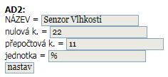 Analogové vstupy... Senzor vlhkosti Pomocí analogových vstupů můžeme zapojit celkem dva senzory vlhkosti. Technické parametry čidla: typ : HONEYWELL senzor vlhkosti max.