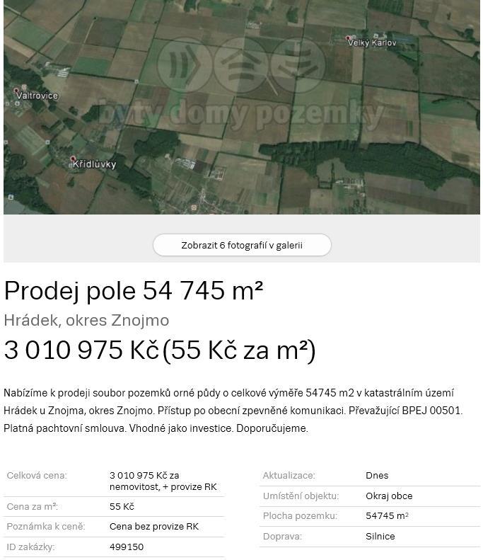 Jedná se o roztříštěné pozemky.