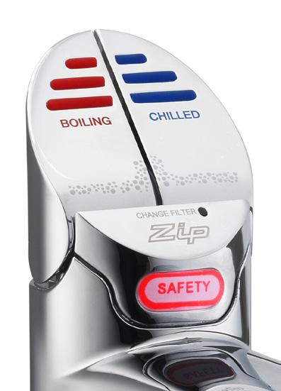 Zabezpečení Tap Safety baterie Funkce bezpečnostního zámku je k dispozici proto, aby se zabránilo nechtěnému spuštění vařící vody dětmi apod., mohlo by tak dojít k opaření.