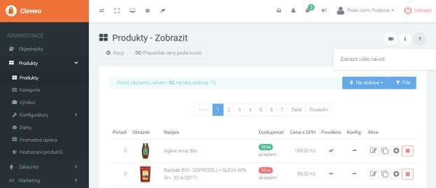 zvládne upravovat detaily produktů, obsah stránek, vytvořit hromadný export nebo