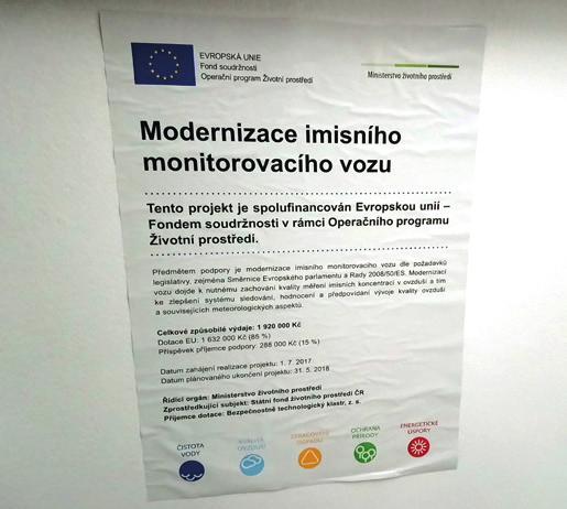 000, - Kč Cílem projektu byla modernizace měřícího vozu na úroveň požadovanou platnou Evropskou směrnicí 2008/50/ES.