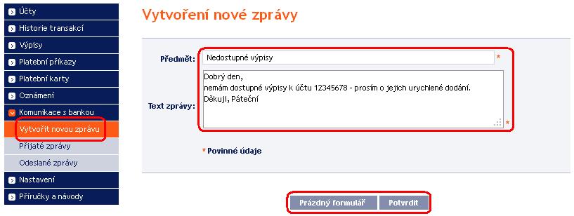 Ve filtru zadejte do pole Datum od datum, od kterého požadujete přijaté zprávy zobrazit, a do pole Datum do zadejte datum, do kterého požadujete přijaté zprávy zobrazit, příp.