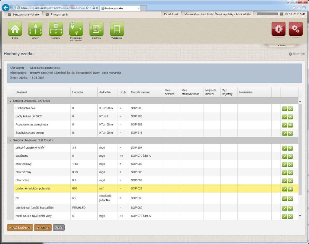 GIS a hygienické registry Data