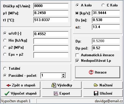 PRŮTOČNÁ ČÁST TURBÍNY 1.3 PŘEDPOKLADY ŘEŠENÍ Při návrhu průtočné části turbíny byl použit program Turbina-Delphi, který vypočítá základní parametry každého stupně turbíny a jejich celkový počet.