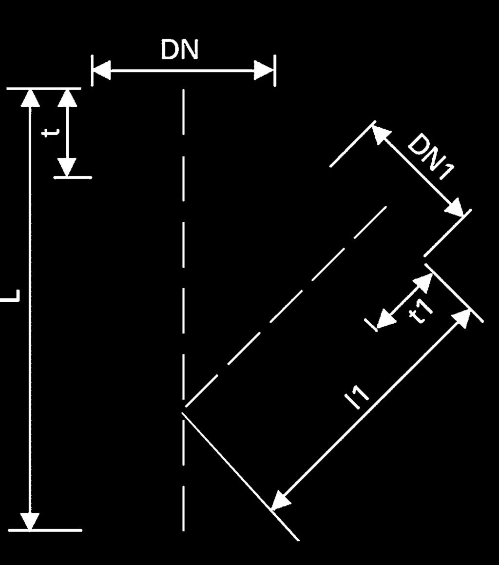 320427 600 240 510 6,1 I5960600 800 310 650 8,5 1003373000 1000 355 740 12,0 1003393000 Odbočka SN 16 na hladké potrubí 45 DN DN1 t L t1 l1 Hmotnost Kód mm mm mm mm mm Kg/ks výrobku 250 160 99 538 76