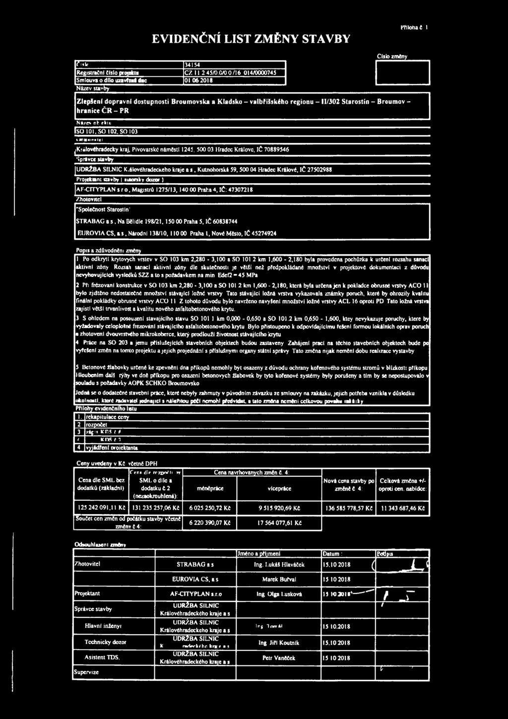 ckiu ISO 101, SO 102, SO 103 IWIcni IK 1 ^Kiálovíhradecky kraj, Pivovarská námčstl 1245, 500 03 Hradec Králové, IČ 70889546 Správce stavby ÚDRŽBA SILNIC K.