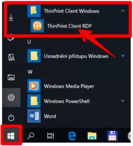 Print Client Windows" Spustíme zástupce "ThinPrint Client