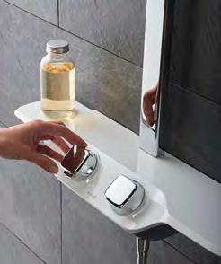Sprchový systém KLUDI COCKPIT Discovery se skvěle hodí do obrazu moderní koupelny, jejíž uspořádání