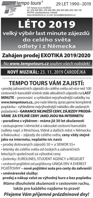 strana 10 Inzerce 5. ervence 2019 Uzávěrka příštího vydání Sušických novin bude 22. 8. 2019 ve 12 hod. Řádková inzerce PRODEJ Prodám: cirkulárku, dom. výroba, silný motor, nahr. kotou- e, kabel, 5.
