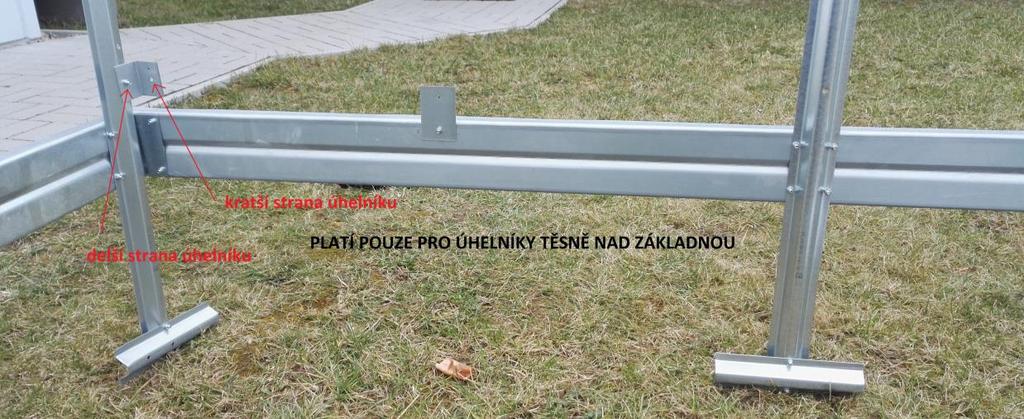 5) 196 cm, malý úhelník (23), širší částí vpřed. 6) 202 cm, malý úhelník (23), širší částí vpřed. 7) 196 cm, malý úhelník (23), širší částí vpřed.