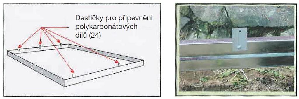 3. Instalace úhelníčků: K bokům základového rámu horní části přední a