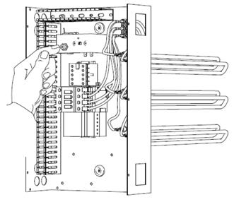 2. Elektrický ohřev - topné spirály el. ohřívače se nacházejí za ventilátorem a jsou vyrobené z nerezové oceli. Ohřívač má zabudovanou automatickou a manuální ochranu proti přehřátí.