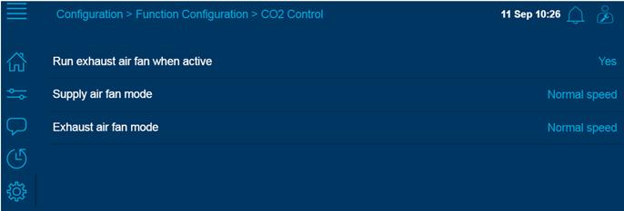 (heslo 0612). Configuration --> Function configuration --> Function activation --> CO2 control 2.