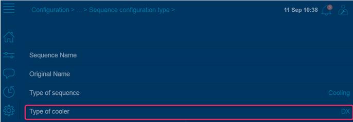 3.7 Připojení chladiče Nejprve je třeba funkci aktivovat. Aktivace se provádí v menu Configuration, do kterého lze vstoupit po přihlášení jako Servis (heslo 0612).