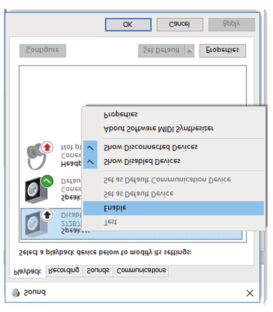 Chcete-li změnit zdroj výstupu zvuku, klikněte pravým tlačítkem na výchozí zvukové zařízení a potom klikněte na Disable (Zakázat).