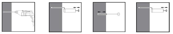 Montážní parametry: čištění a montáž vrtů Vyvrtejte otvor v podkladu do požadované hloubky pomocí karbidového vrtáku vhodné velikosti.
