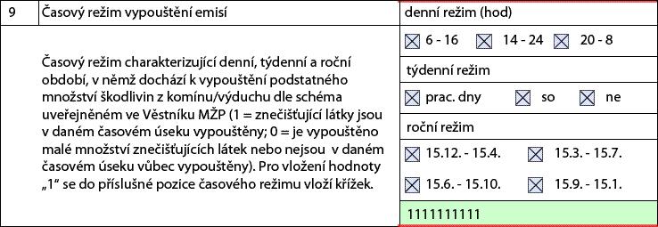 - technologie, z níž se vypouštějí emise při dvousměnném provozu 6 22 hod.