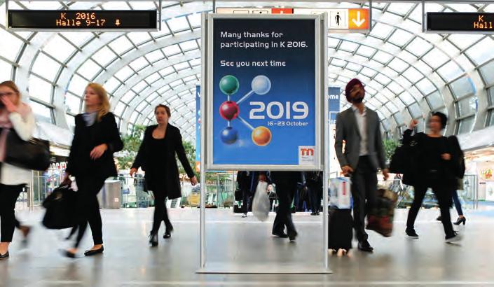 VELETRHY A KONFERENCE K 2019 DÜSSELDORF NOVÉ TECHNOLOGIE JAKO MOTOR INOVACÍ Více než 3 000 společností z oboru plastů a kaučuku představí produkty a řešení pro produktivní a zodpovědný dnešek, zítřek