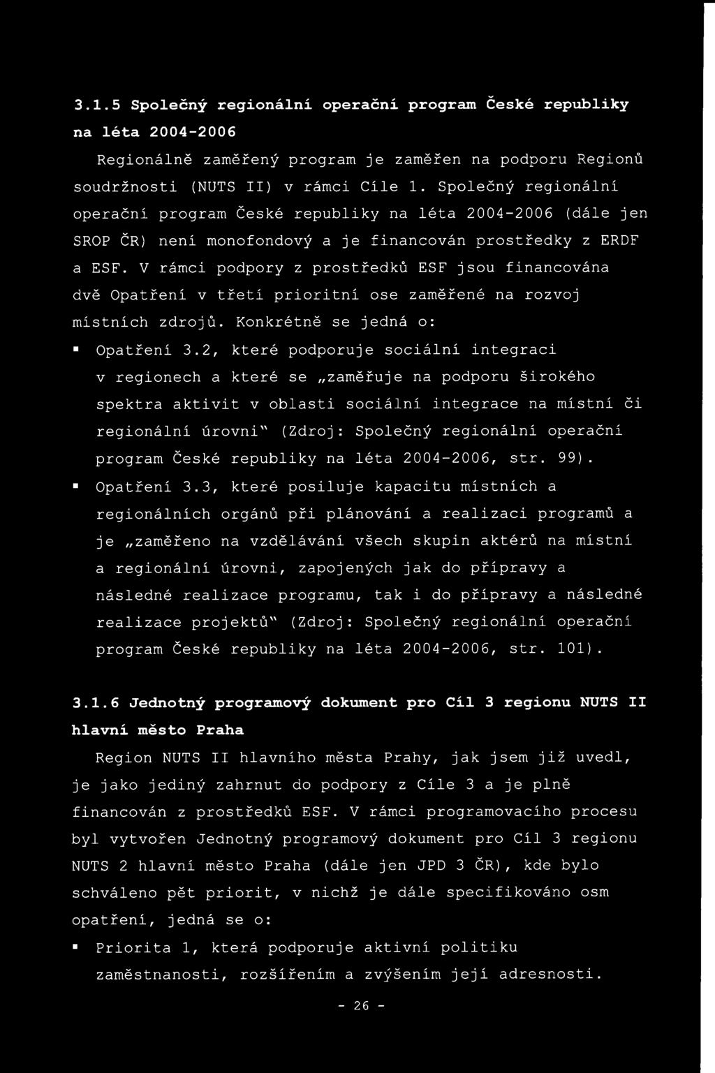 V rámci podpory z prostředků ESF jsou financována dvě Opatření v třetí prioritní ose zaměřené na rozvoj místních zdrojů. Konkrétně se jedná o: Opatření 3.