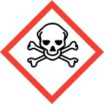 získal dostatečné informace na označení se především uvede: o signální slovo Nebezpečí Danger o výstražný symbol nebezpečnosti podle nařízení CLP (především GHS06 v grafické formě) o nápisem OŠETŘENO