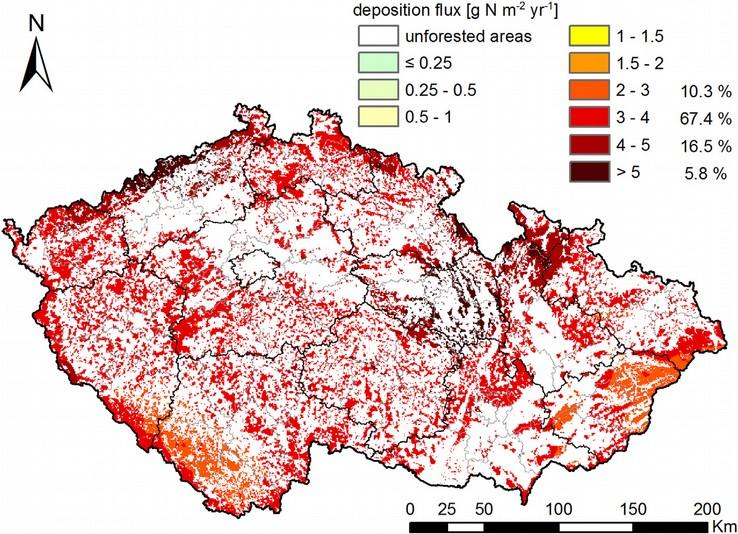Novější odhady depozic reaktivním dusíkem Hůnová