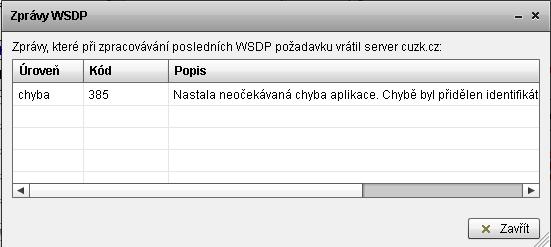 Hlášení ze serveru cuzk.cz Server cuzk.cz posílá hlášení o stavu služeb. Hlášení je indikováno blikáním ikony WSDP.